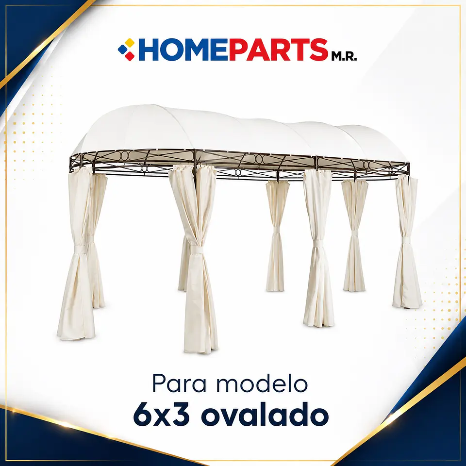Repuesto Techo Tela Para Toldo Pérgola 6x3 Mts Oval Homeparts 1