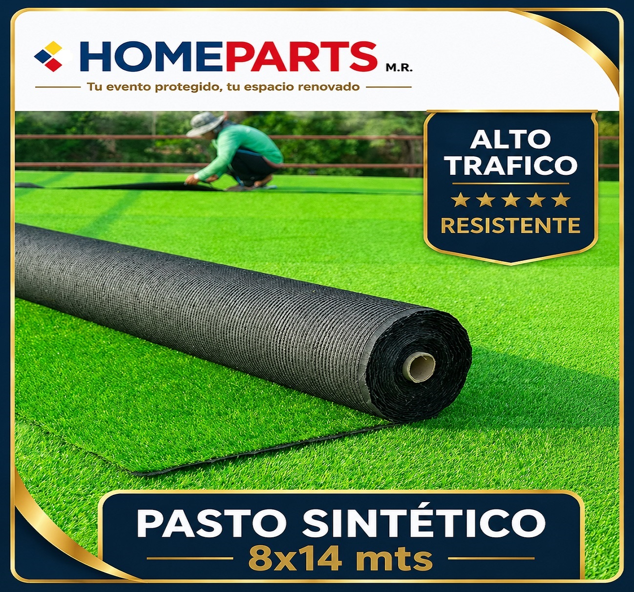PASTO SINTÉTICO 7 mm CUBREPISO 14X8 MTS