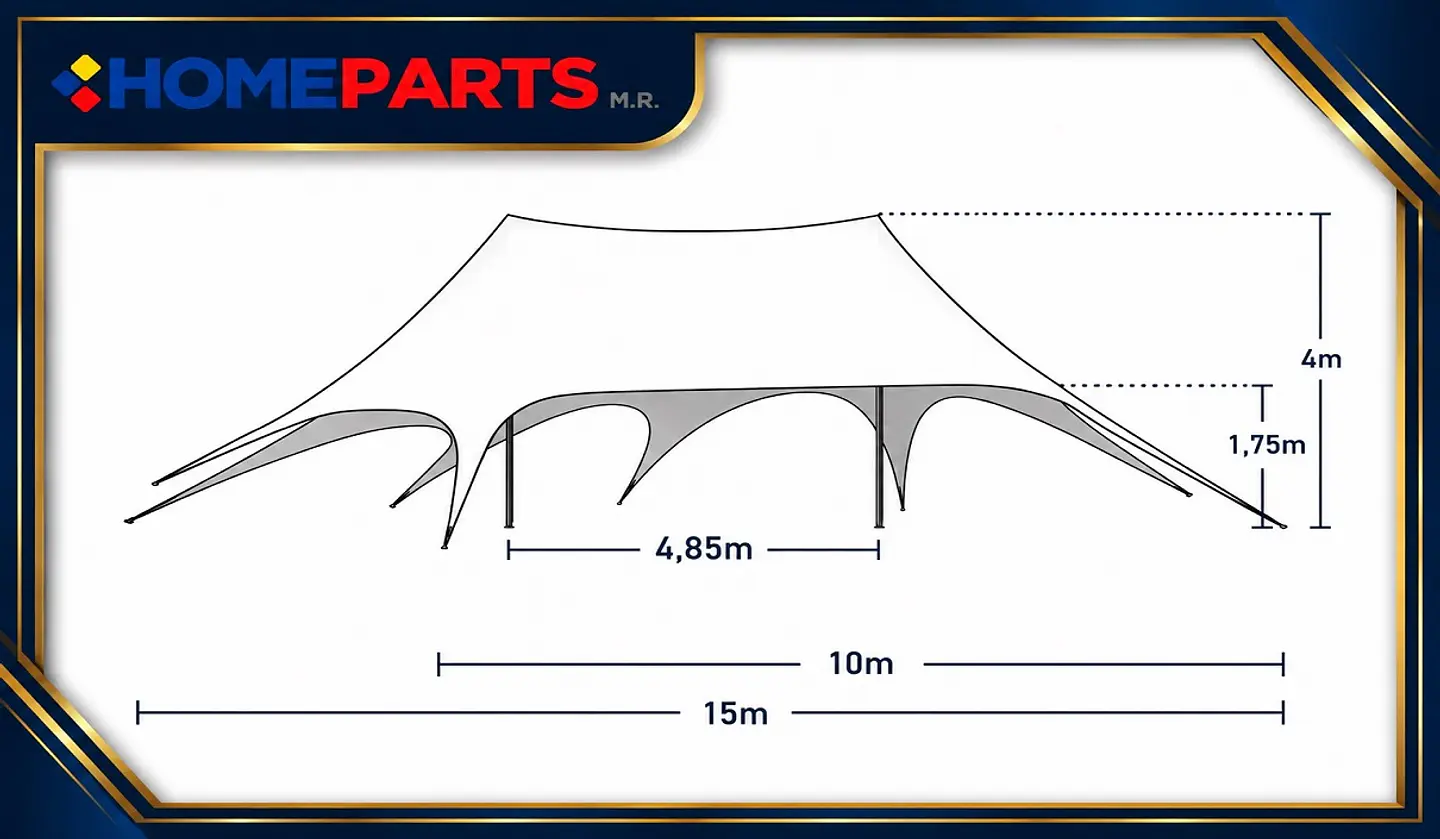 CARPA TOLDO ARAÑA ESTRELLA 10 x 15 metros – Altura 4 Mts. 2