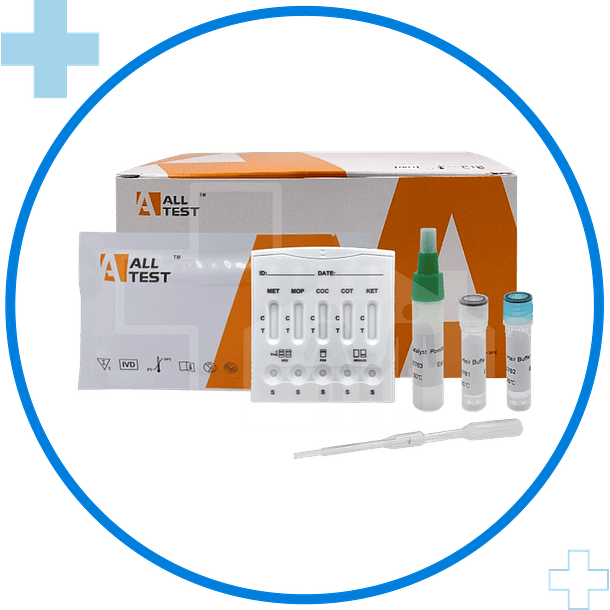 Test de Droga en Pelo Casete - 5 Drogas (MET/MOP/COC/COT/KET) - Caja 10 und 1