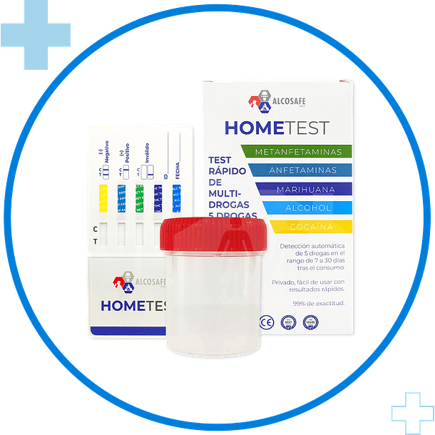 Test Rápido HOMETEST – 5 Drogas + Frasco Recolector 1