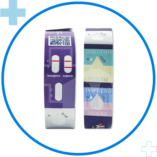 Pulsera 3D Detectora de Drogas en Bebidas (GHB, KET, SCOP) 2 uni. 2