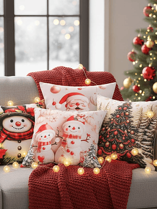 Pack de 2 Fundas de Cojin Navideñas.