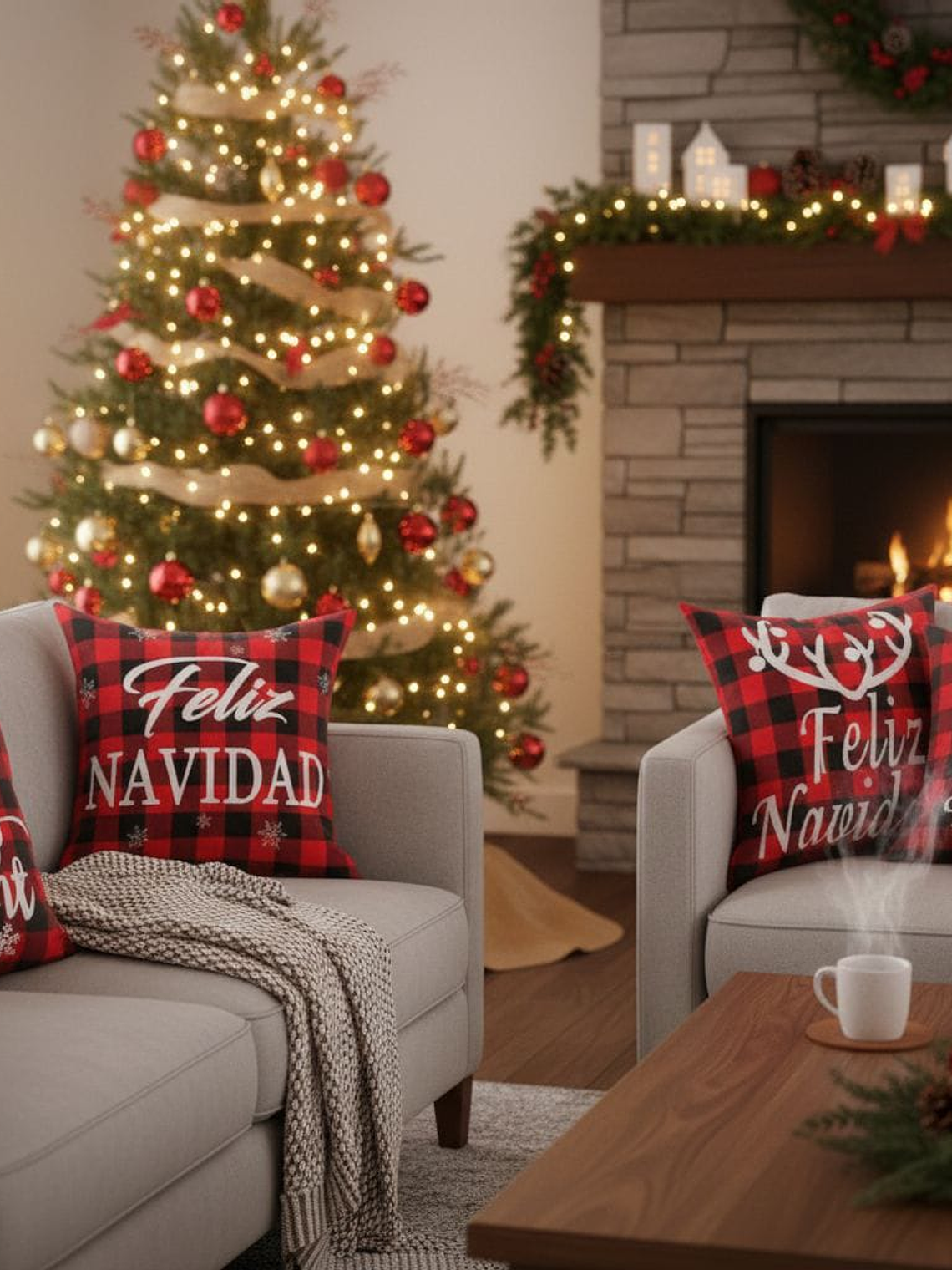 Set de 2 Fundas de Cojin, Navideñas. 5