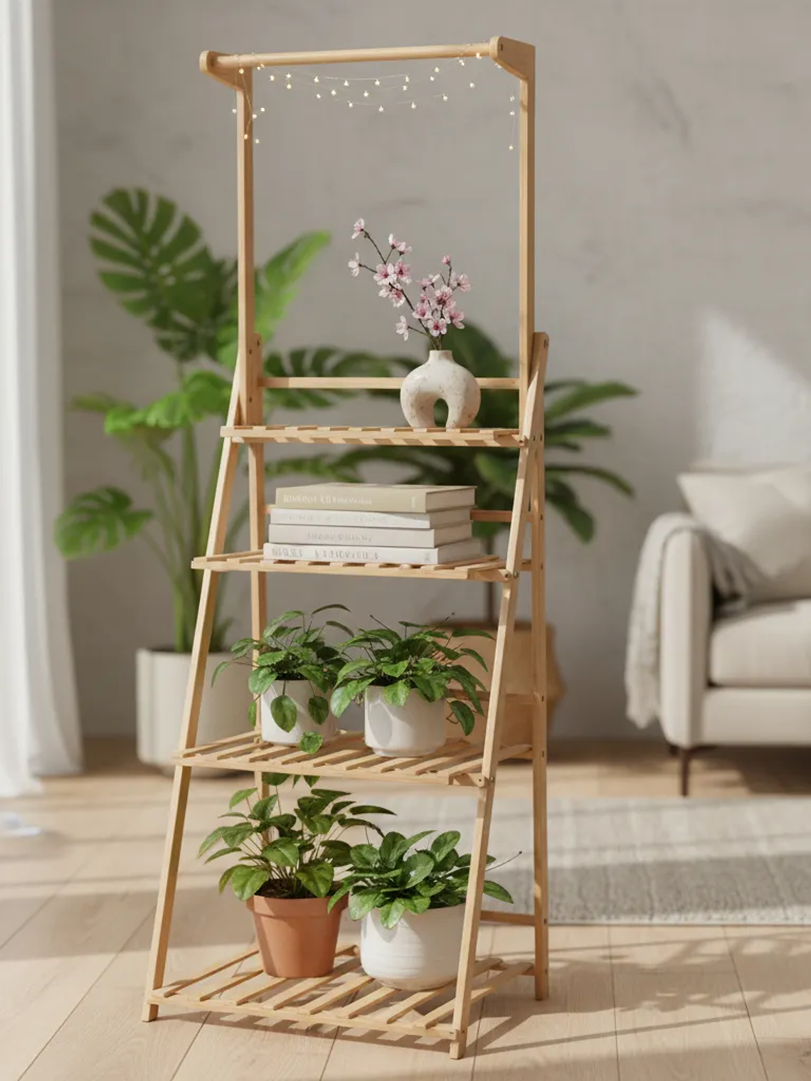 Estanteria En Bambú De 4 Niveles Premium Excelente Acabado 169x49x41cm 1