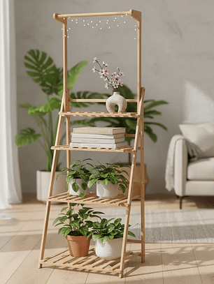 Estanteria En Bambú De 4 Niveles Premium Excelente Acabado 169x49x41cm