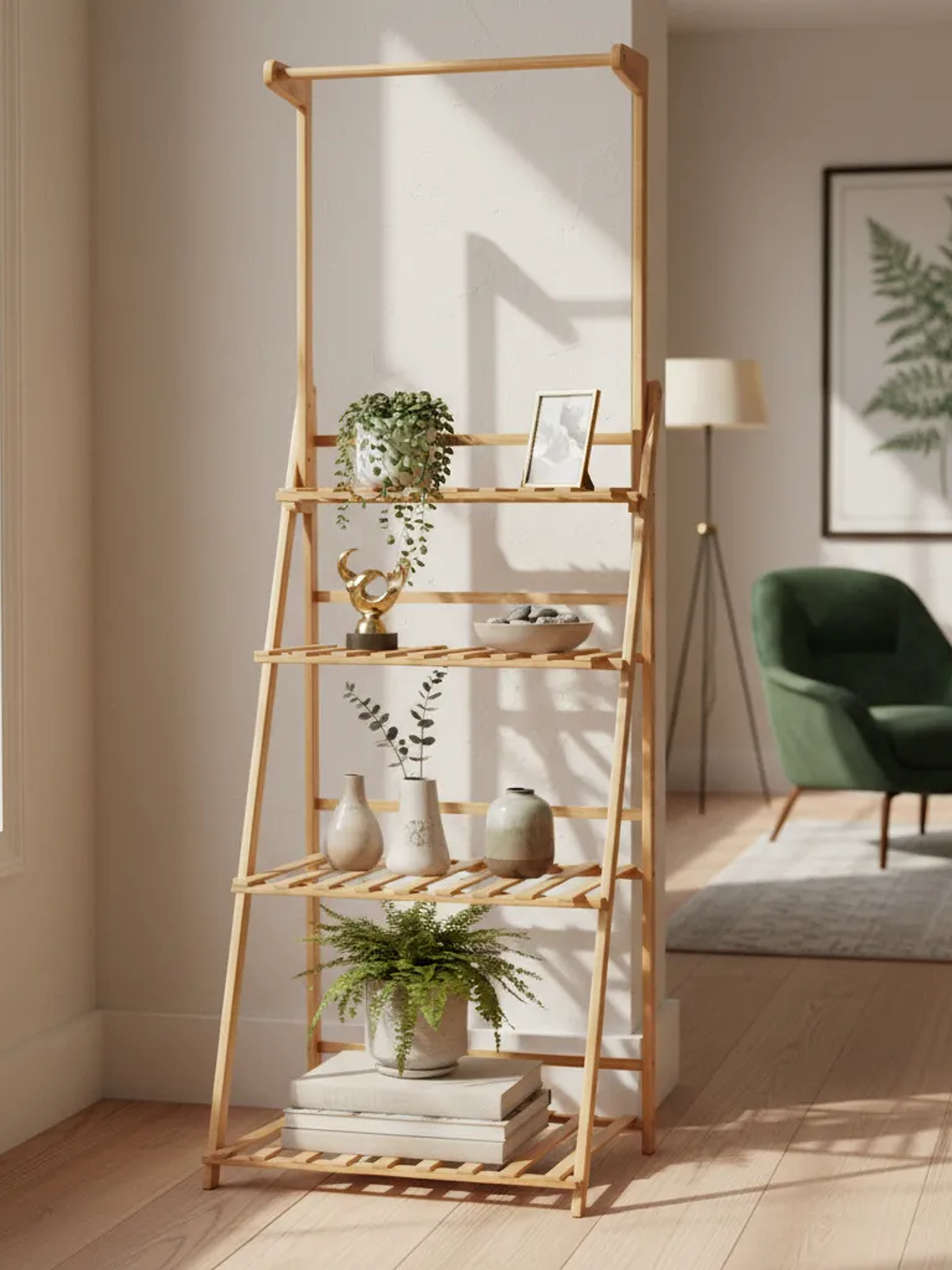 Estanteria En Bambú De 4 Niveles Premium Excelente Acabado 169x49x41cm 3