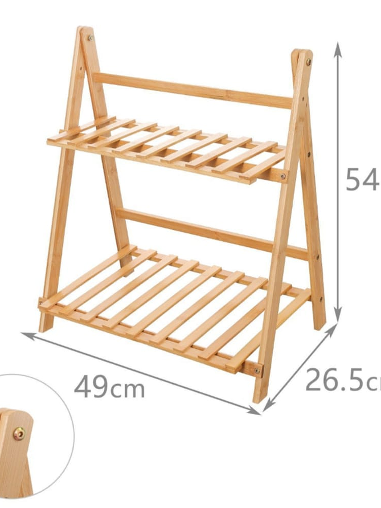 Estanteria En Bambú De 2 Niveles Premium Excelente Acabado 54x49x26.5cm 3