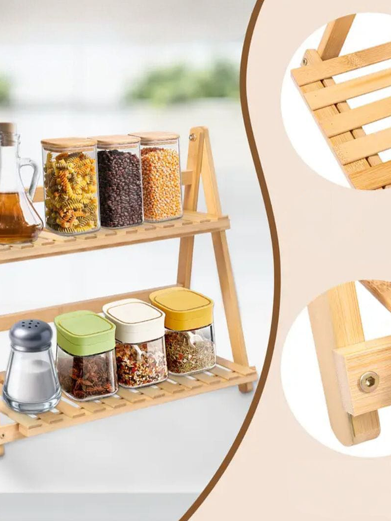 Estanteria En Bambú De 2 Niveles Premium Excelente Acabado 54x49x26.5cm 5