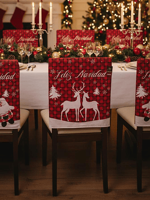 Fundas Navideñas para silla, Set de 3 Unidades.