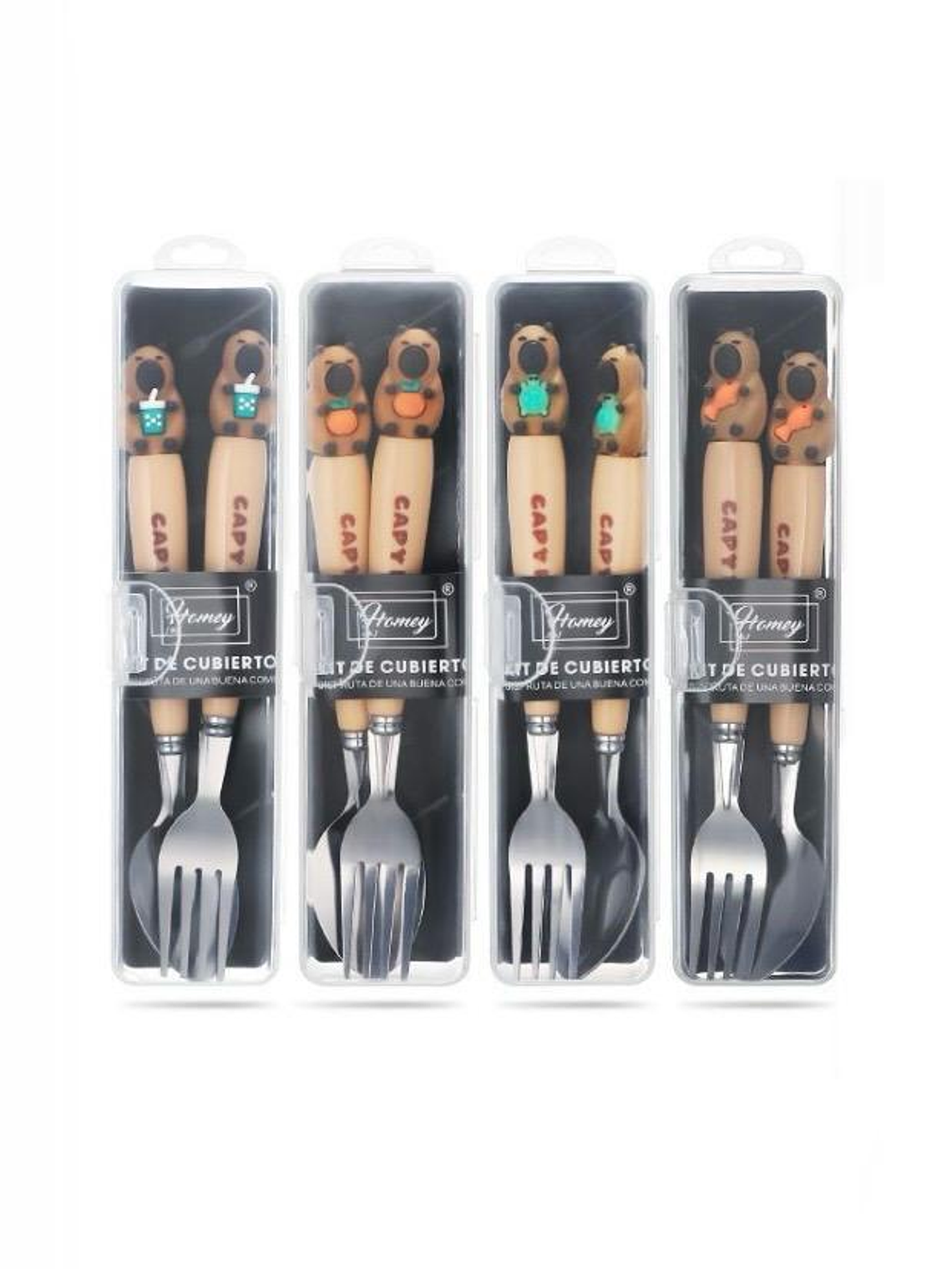 3 Juegos de Cubiertos Infantil, 18x3Cm, Modelo de Capibara. 5