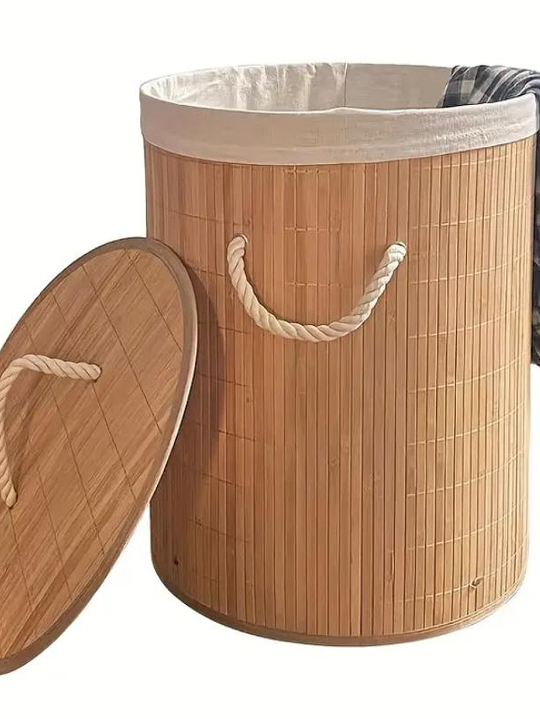 Cesto-Canasto de bambú para Ropa, Redondo. 1