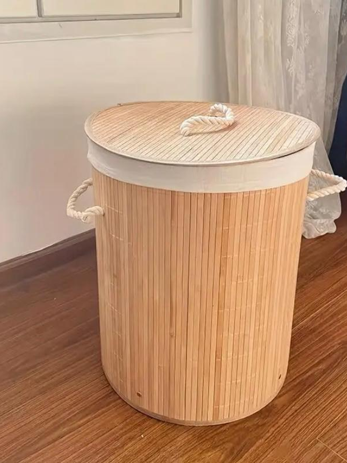 Cesto-Canasto de bambú para Ropa, Redondo. 5