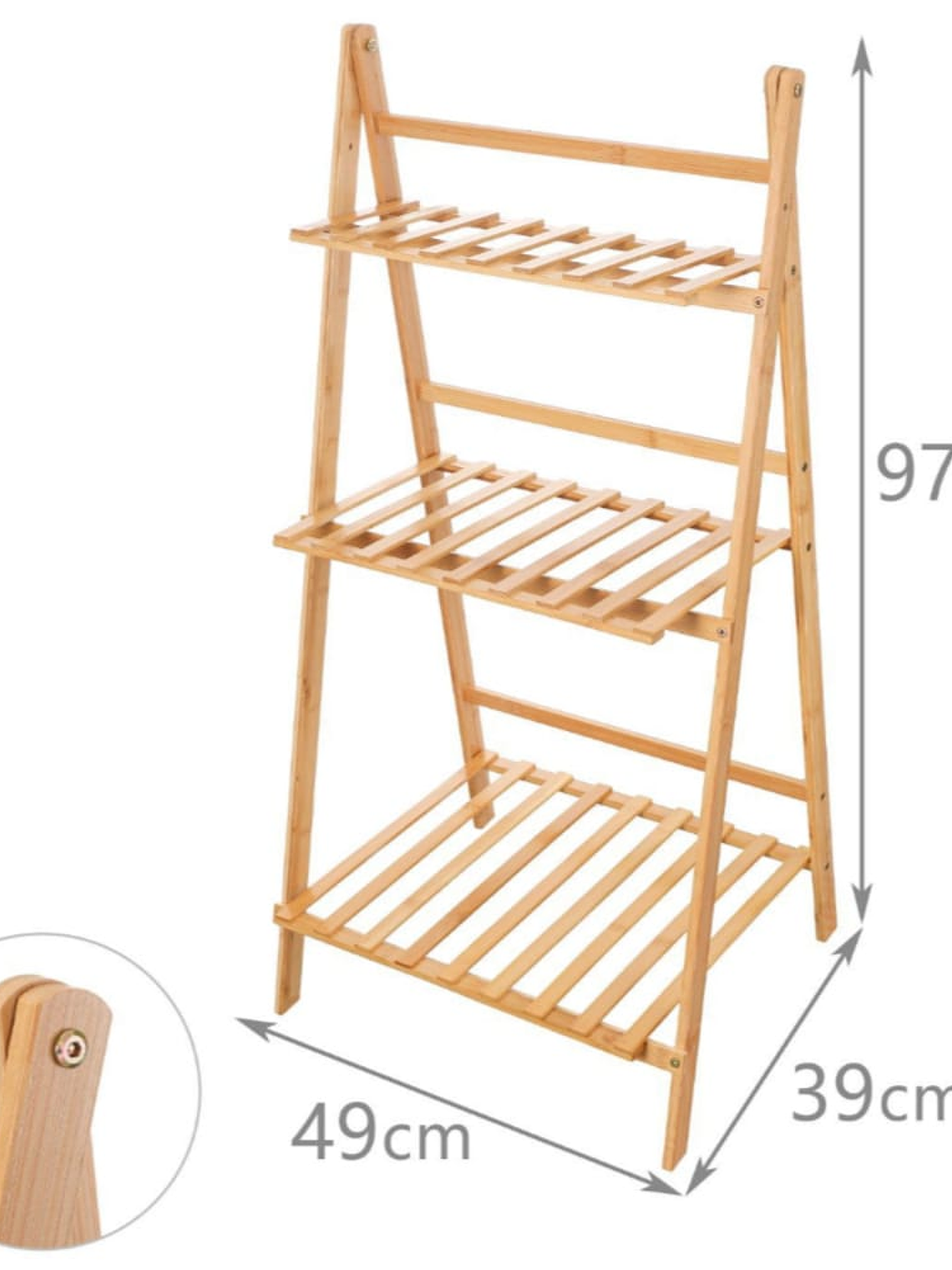 Estanteria En Bambú De 3 Niveles Premium Excelente Acabado 97X49X39cm 4
