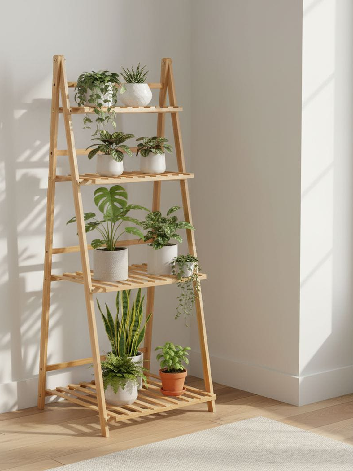 Estanteria En Bambú De 4 Niveles Premium Excelente Acabado 124x49x42cm 1