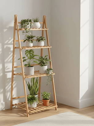 Estanteria En Bambú De 4 Niveles Premium Excelente Acabado 124x49x42cm