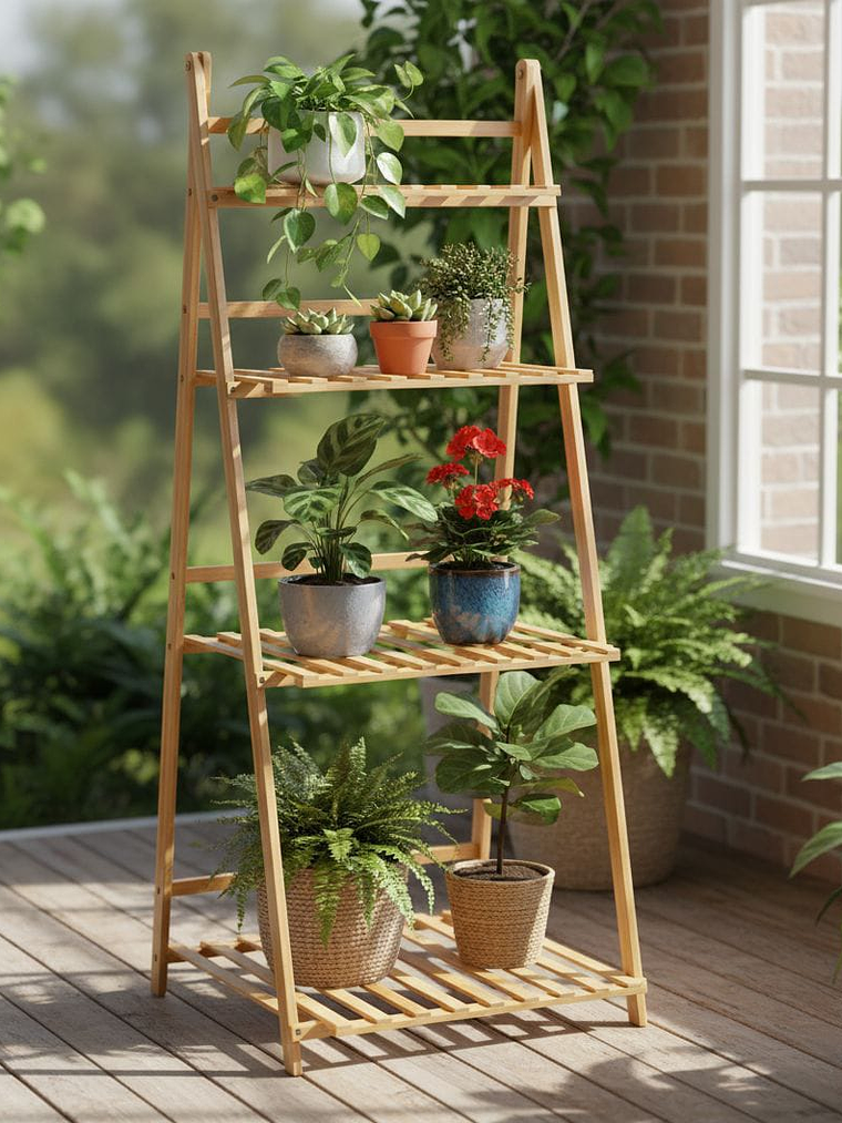 Estanteria En Bambú De 4 Niveles Premium Excelente Acabado 124x49x42cm 4