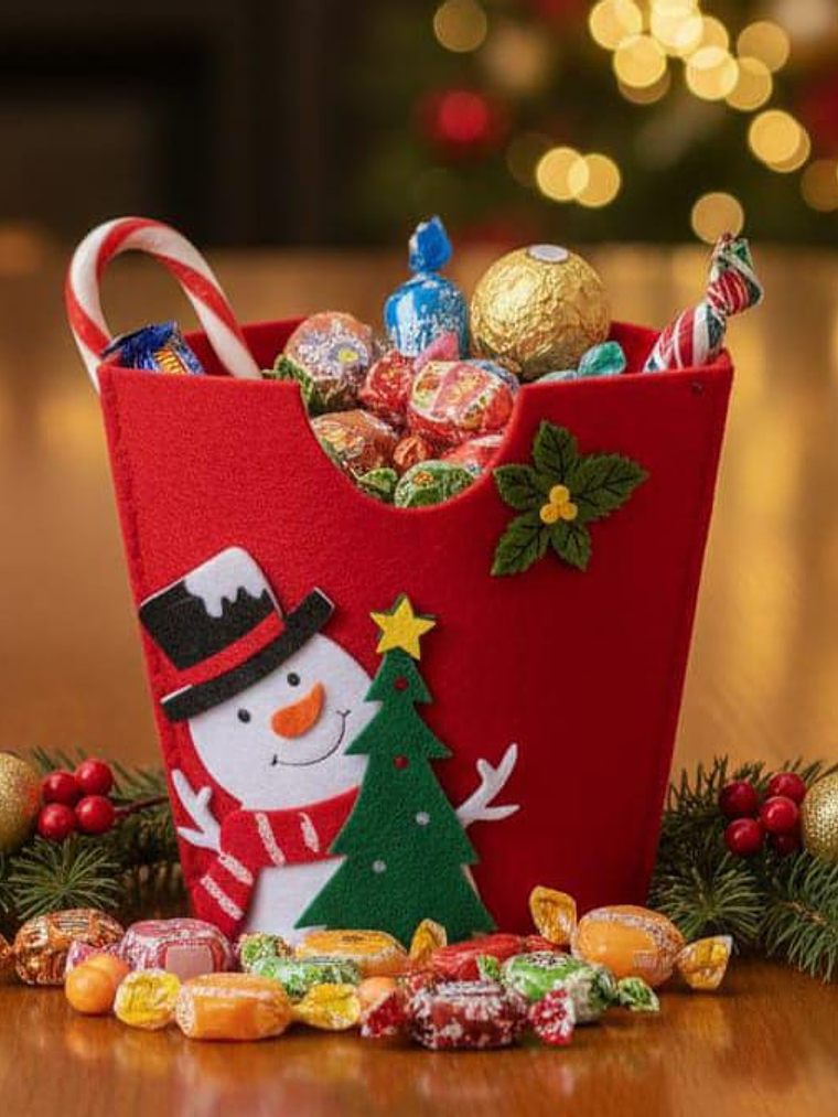 Pack de 2 Canastas de Fieltro Decoración de Navidad Diseño Variados 1