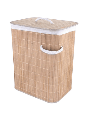 Cesto-Canasto de Bambú para Ropa, Rectangular, Plegable.