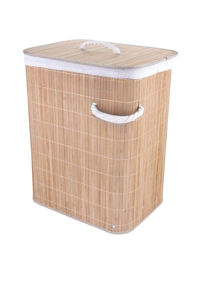 Cesto-Canasto de Bambú para Ropa, Rectangular, Plegable. 2