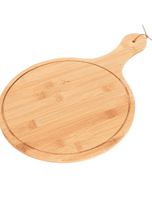 Tabla de Picar, Redonda de Bambú, Con Manija.