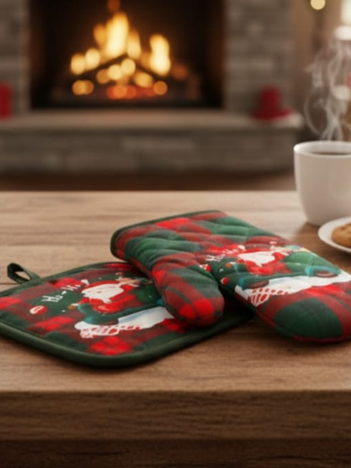 2 Set de Guantes y  Agarraderas Para Horno Navideñas Material Resistente  4