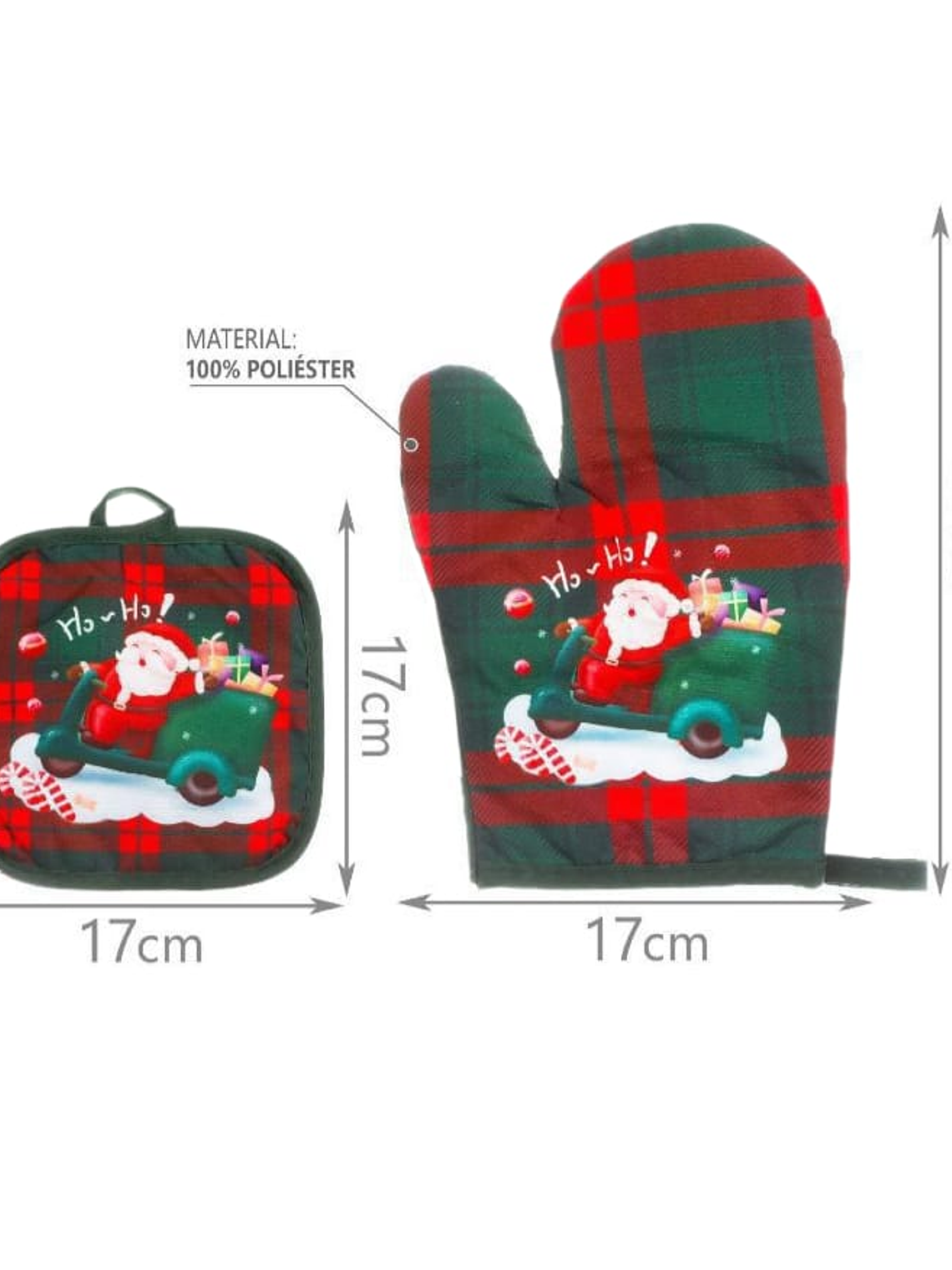 2 Set de Guantes y  Agarraderas Para Horno Navideñas Material Resistente  3