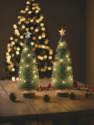 Pack de 2 Arbolitos de Navidad Con Luces 30X6cm