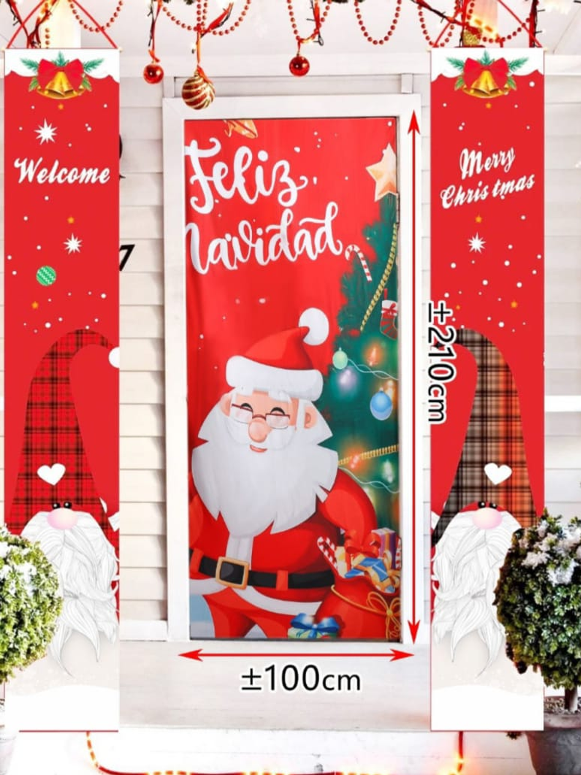 Funda navideña para puerta, Elasticada 210x100cm 3