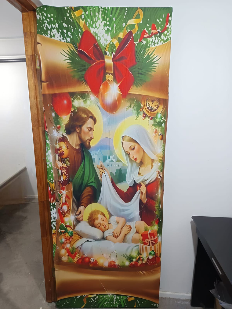 Funda navideña para puerta, Elasticada 210x100cm 8