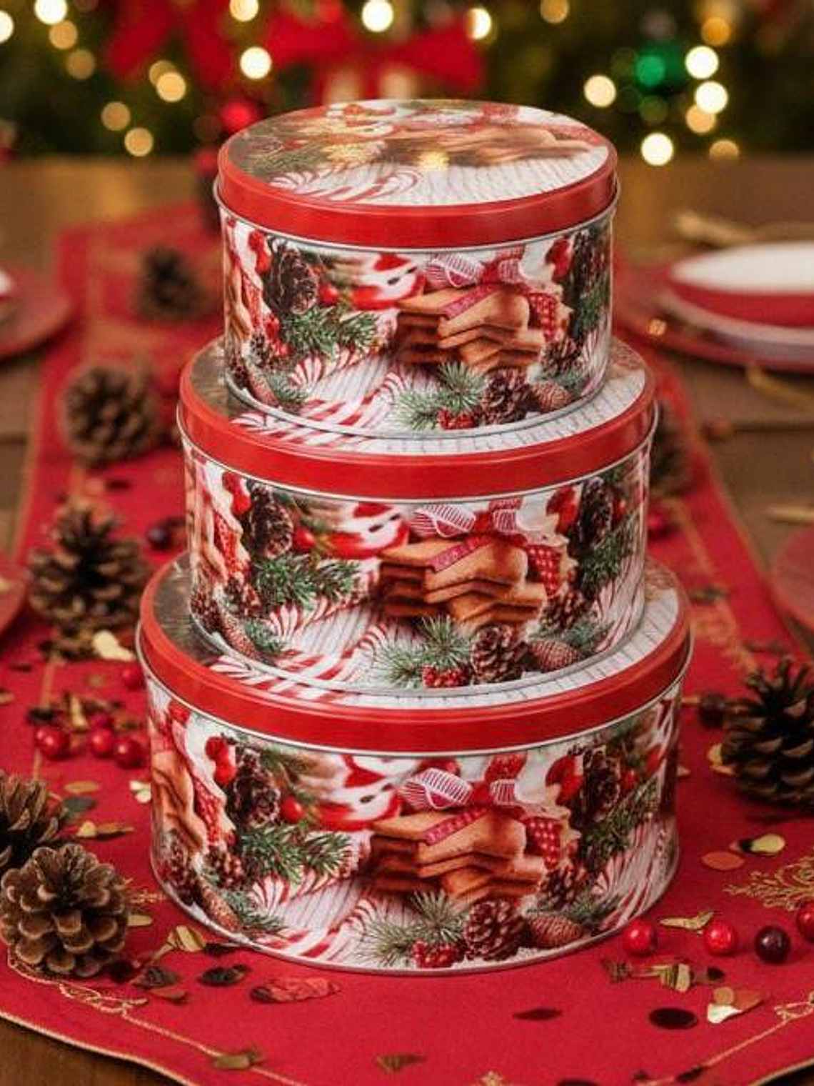 Juego De 3 Cajas De Latas Organizadora Navideña 1