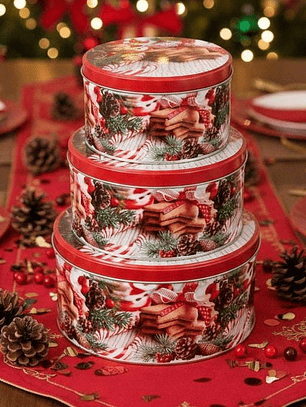 Juego De 3 Cajas De Latas Organizadora Navideña