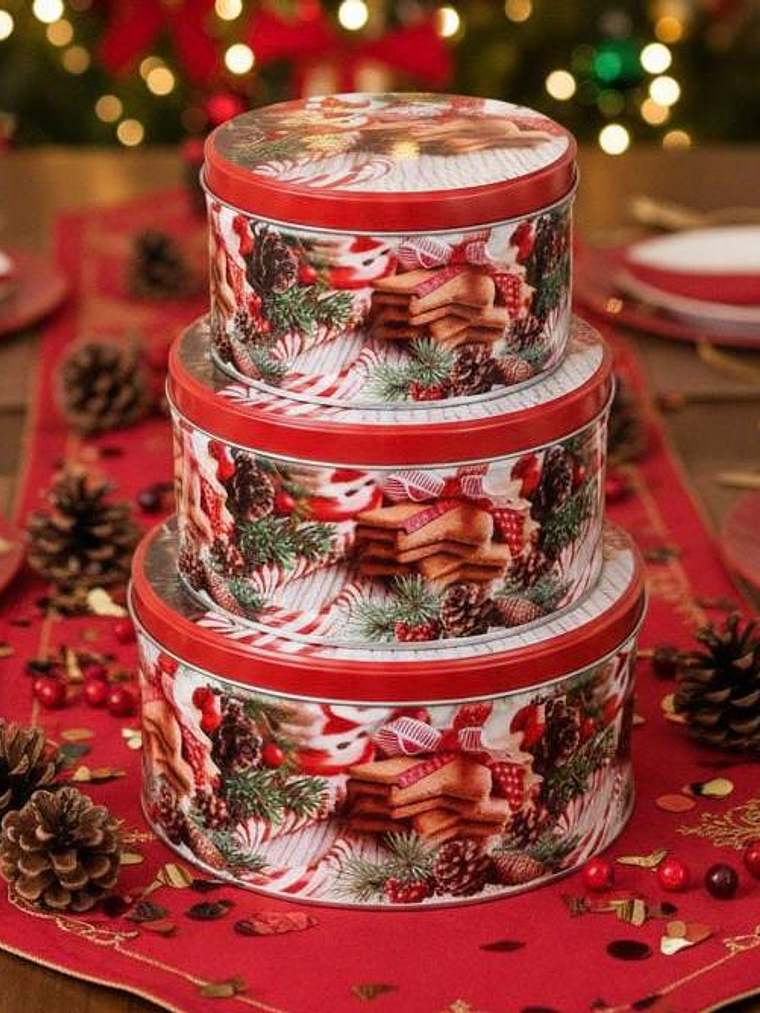 Juego De 3 Cajas De Latas Organizadora Navideña 1