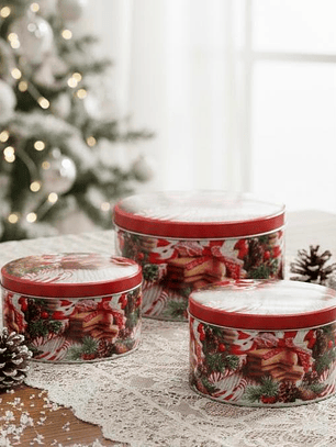 Juego De 3 Cajas De Latas Organizadora Navideña