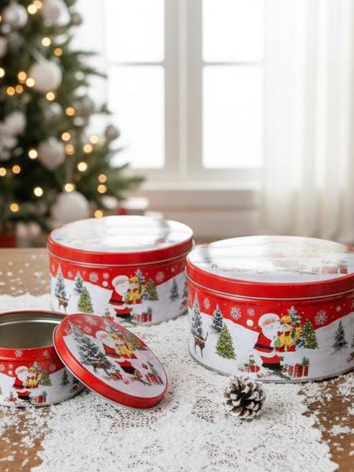 Juego De 3 Cajas De Latas Organizadora Navideña 1