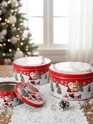 Juego De 3 Cajas De Latas Organizadora Navideña
