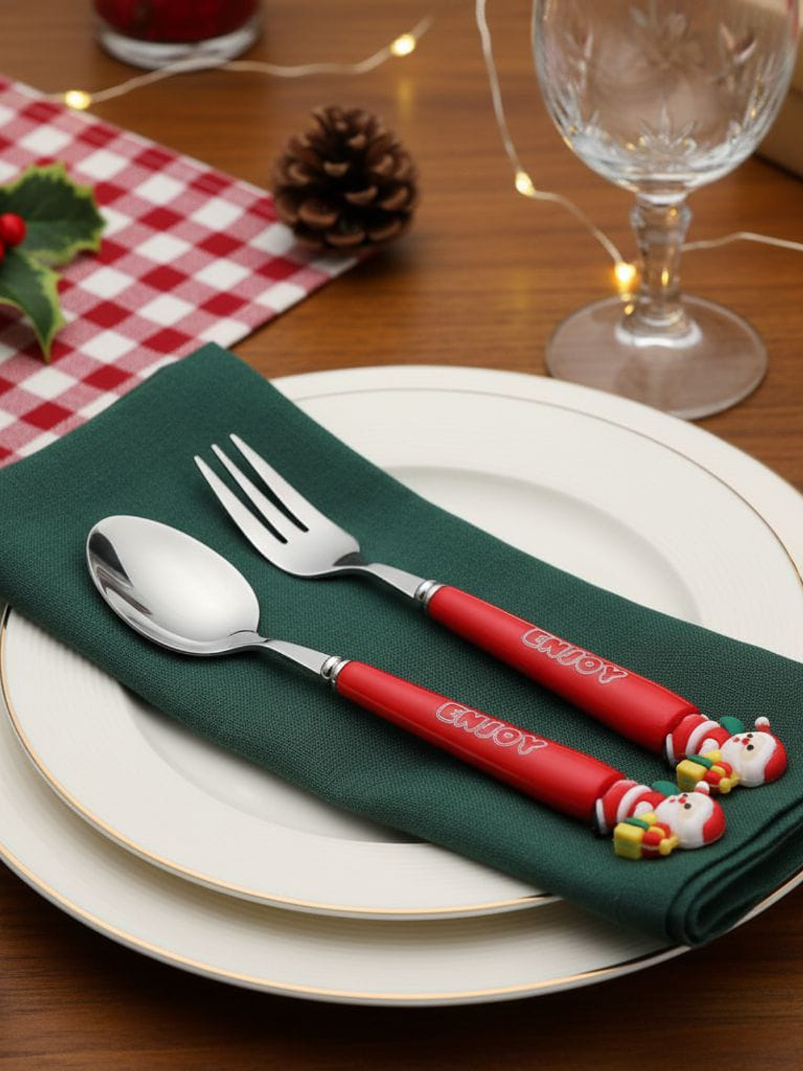 2 Juegos de Cubiertos De Navidad Decorativos Homey De Metal 1