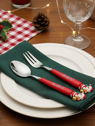 2 Juegos de Cubiertos De Navidad Decorativos Homey De Metal