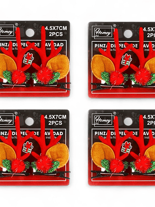 Set De 8 Pinzas De Pelo Navidad 