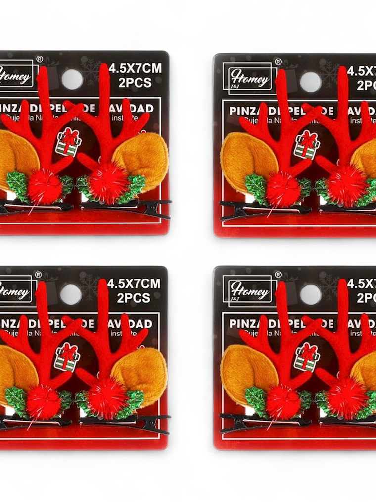 Set De 8 Pinzas De Pelo Navidad  2