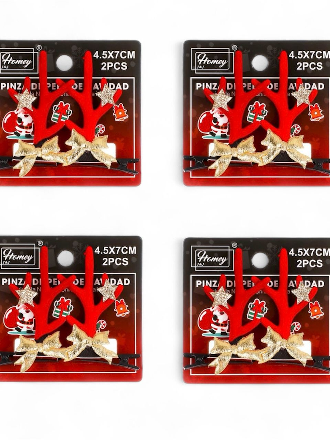 Set De 8 Pinzas De Pelo Navidad  2