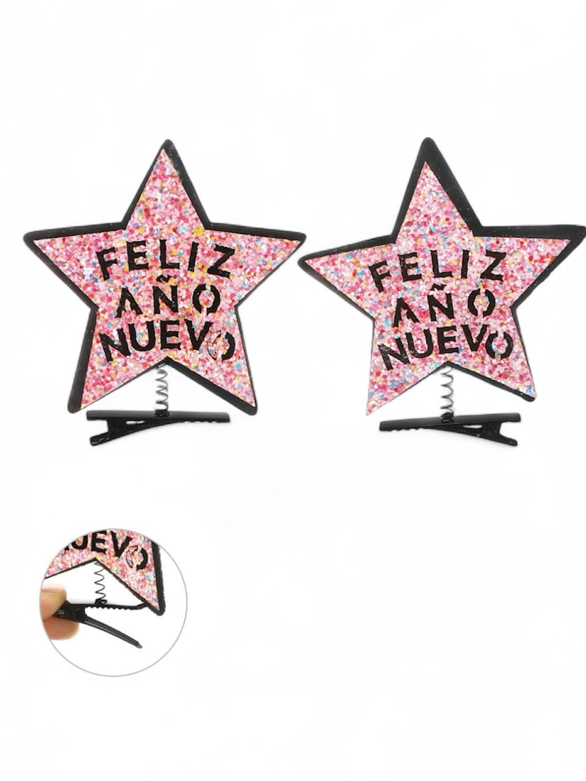 Set De 8 Pinzas De Pelo Año Nuevo 1