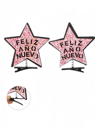 Set De 8 Pinzas De Pelo Año Nuevo