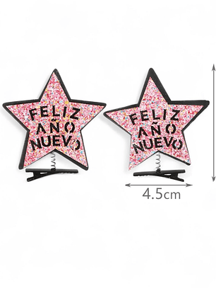 Set De 8 Pinzas De Pelo Año Nuevo