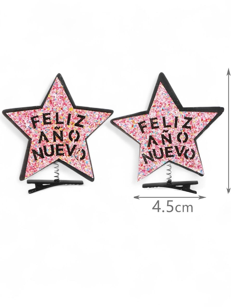 Set De 8 Pinzas De Pelo Año Nuevo 2