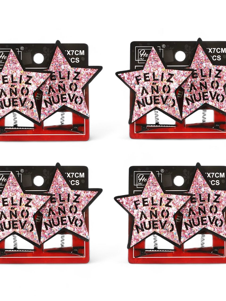 Set De 8 Pinzas De Pelo Año Nuevo 3