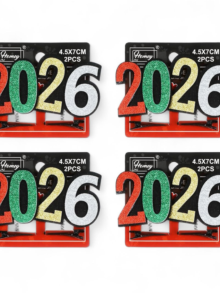 Set De 8 Pinzas De Pelo Año Nuevo 2