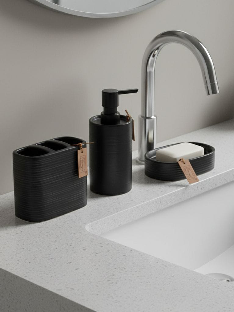 Set De Baño, 3 Piezas, Ceramica Resistente, Premium. 4