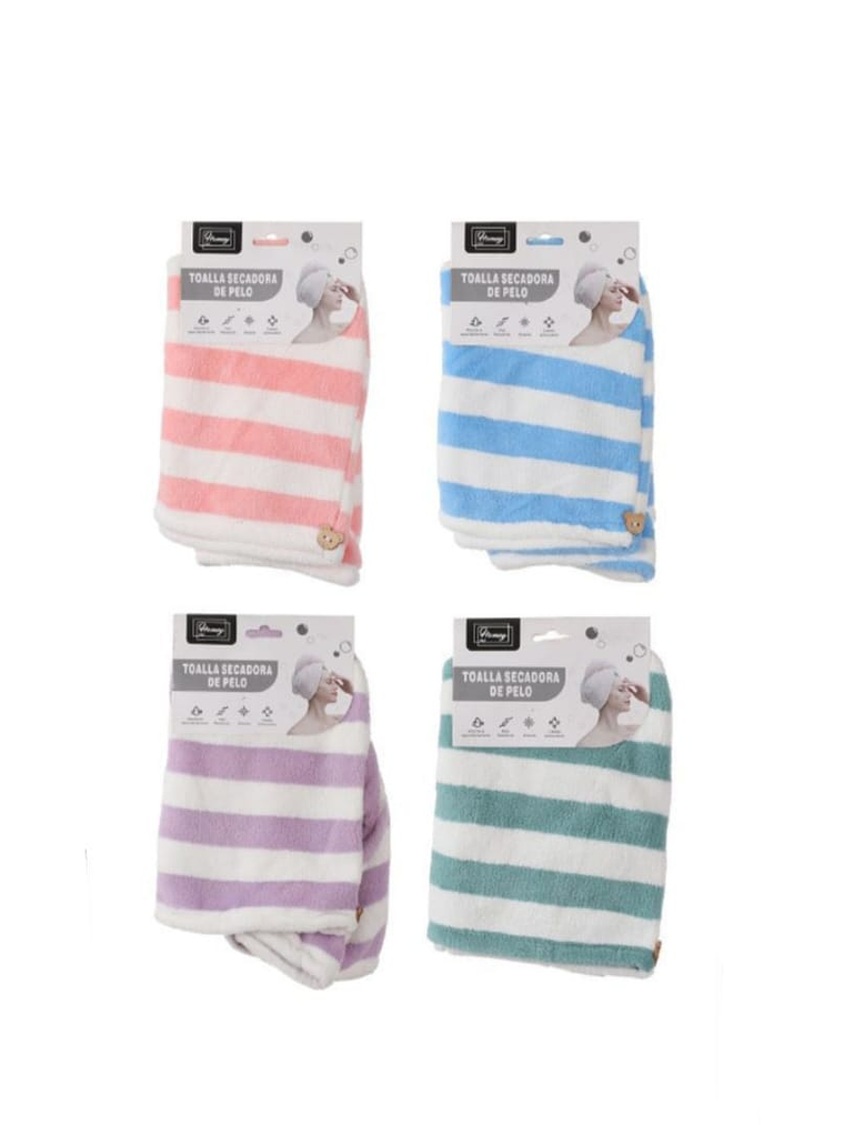 Toalla-turbante Seca Pelo, Pack De 2, Colores Surtidos. 6
