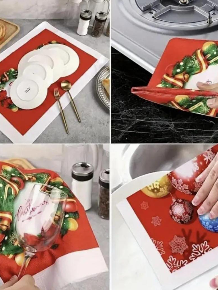 Set de 3 Paños de Cocina Decorativos de Navidad Absorbente 5